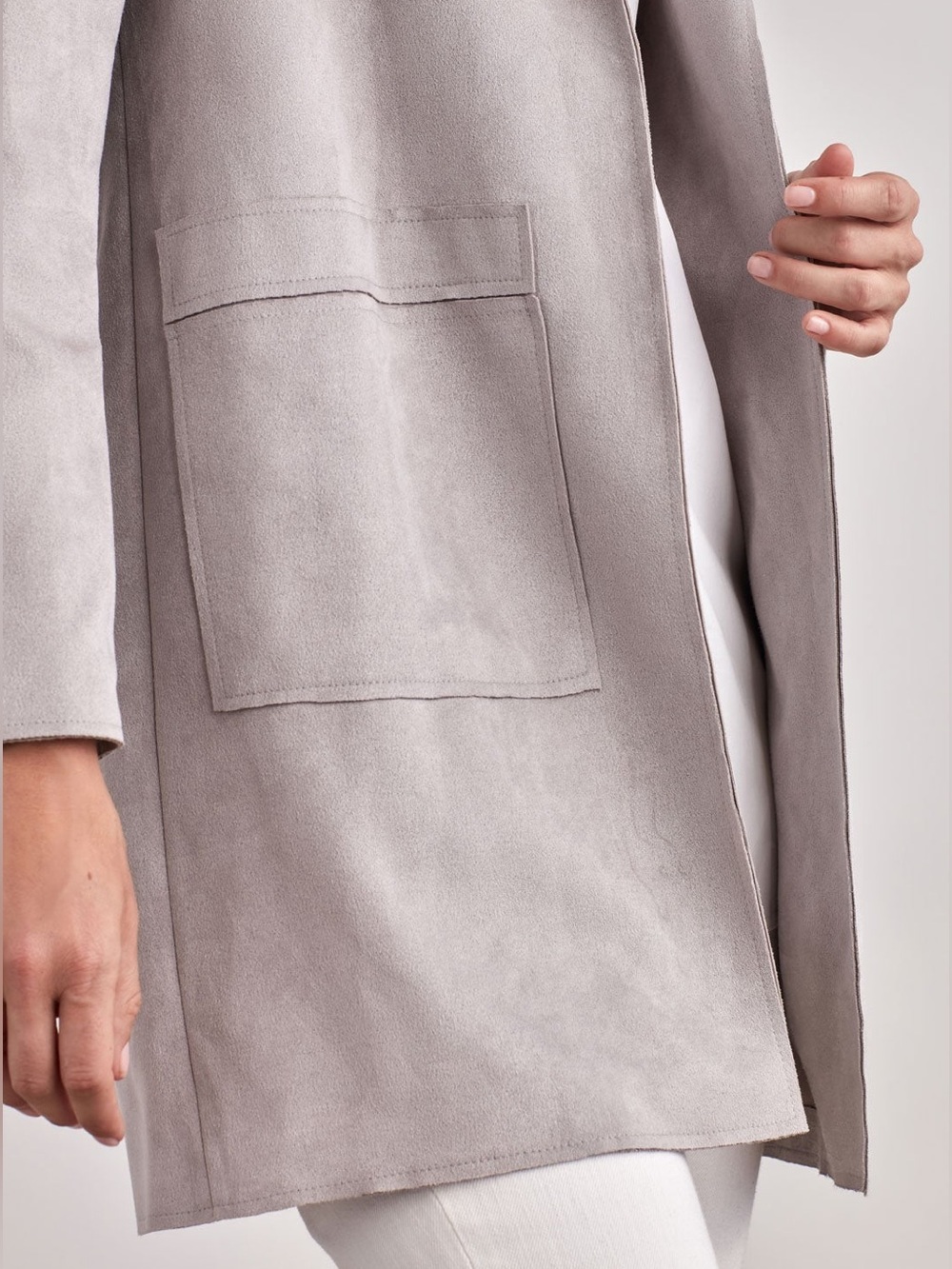Suzy Shier Faux Suede Grey Blazer - Picture 2 of 6